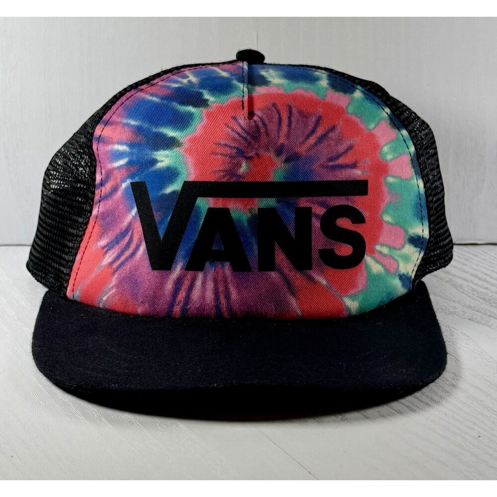 Vans Tie Dye Trucker Hat Snapback Black Mesh Skate Surf Cap